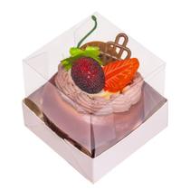 10 Caixas Branca Tampa Transparente Acetato 6x6,5x6,5cm C4828 Essencial Cupcake Mini Bolo Ideia