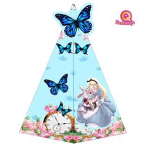 10 Caixas Cone Alice Aquarela com Aplique 3D - Qfestança