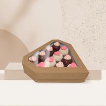 10 Caixas Kraft Coração para 11 Doces com Visor