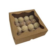 10 Caixas Kraft para 16 doces com Berço Removível com Visor