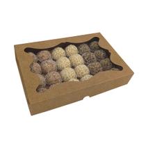10 Caixas Kraft para 24 doces com Berço Removível com Visor