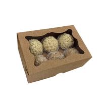 10 Caixas Kraft para 6 doces com Berço Removível com Visor