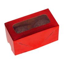 10 Caixas Laminada Vermelha Para 2 Doces C4677 Com Visor De Acetato Presente Versátil Ideia
