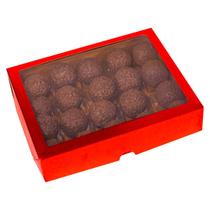 10 Caixas Laminada Vermelha Para 20 Doces C4686 Com Visor Embalagem Presente Lembrancinha Ideia