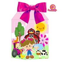 10 Caixas Milk Fazendinha Rosa com Personagem e Aplique 3D 10 Caixas Milk Fazendinha Rosa com Personagem e Aplique 3D