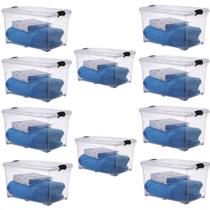 10 Caixas Organizadoras 95 Lts Transparente Com Travas e Rodinhas 10 Caixas Organizadoras 95 Lts Transparente Com Travas e Rodinhas