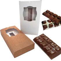 10 Caixas para barra de chocolate com berço regulável - Branco e Kraft