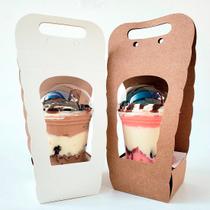 10 Caixas Para Copo Da Felicidade Branco e Kraft (200ml A 300ml) Com Berço - PEQUENO 10 Caixas Para Copo Da Felicidade Branco e Kraft (200ml A 300ml) Com Berço - PEQUENO