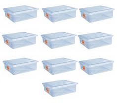10 Caixas Plásticas C/ Tampa Organizadora Multi Uso 8 Litros