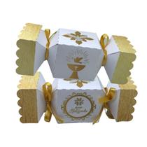 10 Caixinhas Batizado Encante Seus Convidados - Dourado