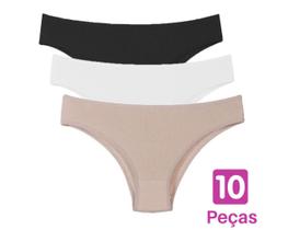 10 Calcinha Tanga de Cotton Confortavel Alta Algodão Qualidade