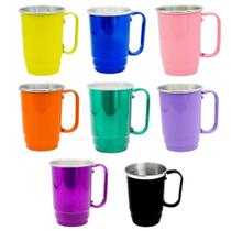 10 Caneca Aluminio 350ML Aluminio Borda Polida Coloridas Bar Festa Bebida