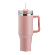 10 Caneca Térmica 1,2L com Canudo e Tampa Rosa Personalizado