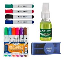 10 Caneta Quadro Lousa Branco com Limpador Quadro e Apagador