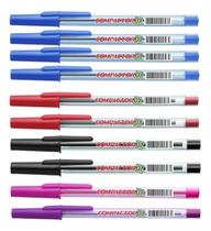 10 Canetas Compactor Esferográfica Ponta Fina 0.7 Coloridas