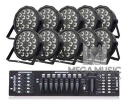 10 Canhao Refletor 18 Leds Rgbw 12w Quad Dmx 4in1 + Mesa Dmx - Showtec