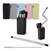 10 Canudo Retrátil Dobrável Reutilizável Escova Ecológico