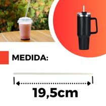 10 Canudo Transparente De Plástico Rígido Reutilizável Stanley Bebida Copão Milk Shake 19,5cm