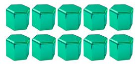 10 Capa De Porca Mini Hungara Verde Metalizada Caminhão 32/33mm