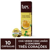 10 Cápsulas Três Corações, Chá Verde com Limão e Gengibre