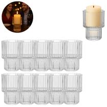 10 Castiçais de Vidro Enfeite 7cm Porta Velas P/ Mesa Decoração 10 Castiçais de Vidro Enfeite 7cm Porta Velas P/ Mesa Decoração