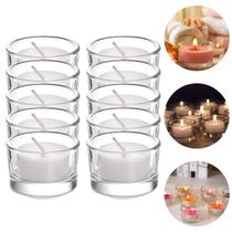 10 Castiçal De Vidro Redondo Para Decoração Pote Porta Vela 25ml