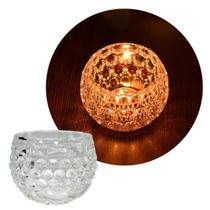10 Castiçal Porta Vela Vidro Cristal Redondo Bolhas 8cm
