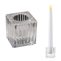 10 Castiçal Vidro Quadrado Porta Vela Enfeite Decoração 4cm