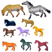 10 Cavalos Selvagens Reino Aninal Miniatura Infantil Maquete