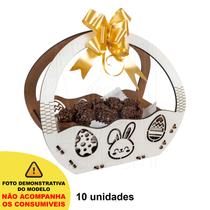 10 Cesta P Páscoa Mdf Branco Ifood Presente Chocolate Ovo