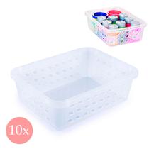 10 cestas pequena transparente plástico organização armário guarda roupa infantil cestinha plasútil