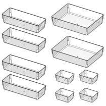 10 Cestos Organizadores de Gavetas e Geladeiras Modular Multiuso Acrilico Cristal Transparente 10 Cestos Organizadores de Gavetas e Geladeiras Modular Multiuso Acrilico Cristal Transparente