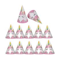 10 Chapéus Festa Aniversário Unicórnio Infantil Descartáveis Temático Lembrancinha Fofo Kawaii