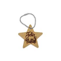 10 Chaveiros Estrela Feliz Natal Lembrancinha Mdf - Moai Shop