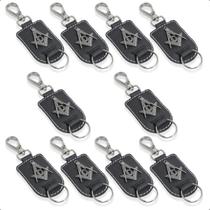 10 Chaveiros Maçonaria Kit Maçom Couro Metais Inox