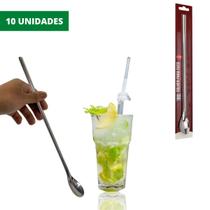 10 Colheres Bailarina Drink Suco Coquetel Bebida Inox 30,5cm