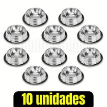 10 Comedouros Tigela De Ração E Água De Inox - 1400Ml