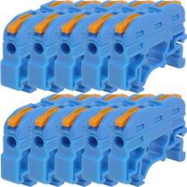 10 Conector Emenda Azul Tipo Alavanca 1 Polo Inline Para Trilho Din 32a