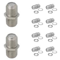 10 Conector Emenda F Fêmea Com Porca e Arruela Cabo Coaxial