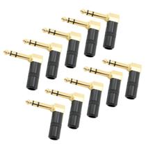 10 Conector Plug P10 estereo 90 graus Profissional Metal 10 Conector Plug P10 estereo 90 graus Profissional Metal