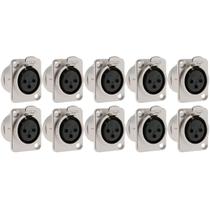10 Conectores Painel XLR Fêmea Canon Com Trava Para Medusas