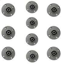 10 Conectores Plug Speakon 4 Polos Painel Redondo