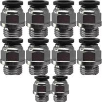 10 Conexão Pneumática Engate Rápido Reta Rosca 1/4 Tubo 8mm