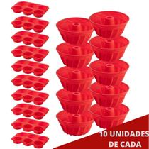 10 Conj Forma 6 Cupcake e Forma Espiral em Silicone Sortida