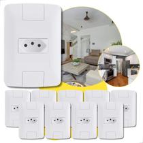 10 Conjunto Tomada 20A Tramontina Simples 250v 2P+T Aria Branca parafuso oculto