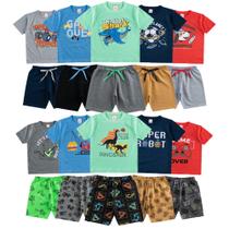10 Conjuntos de Menino Infantil Shorts e Camisetas de Verão Crianças Ate 8 Anos