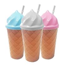 10 Copo Com Canudo Tampa Sorvete Casquinha Festa 700ML 10 Copo Com Canudo Tampa Sorvete Casquinha Festa 700ML