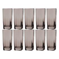 10 Copos Bali Quadrado 320ml Colorido Mesa Lindo Luxo Cinza 10 Copos Bali Quadrado 320ml Colorido Mesa Lindo Luxo Cinza