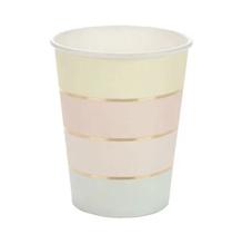 10 Copos de Papel Listras Degradê Dourado Silver Festas Inspire sua Festa Loja