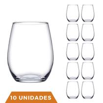 10 Copos De Vidro Transparente Redondo Amber Pasabahçe 440ml